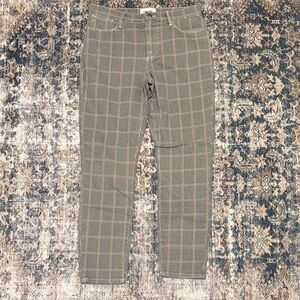 Frame Denim Beige and Gray Plaid Pants
